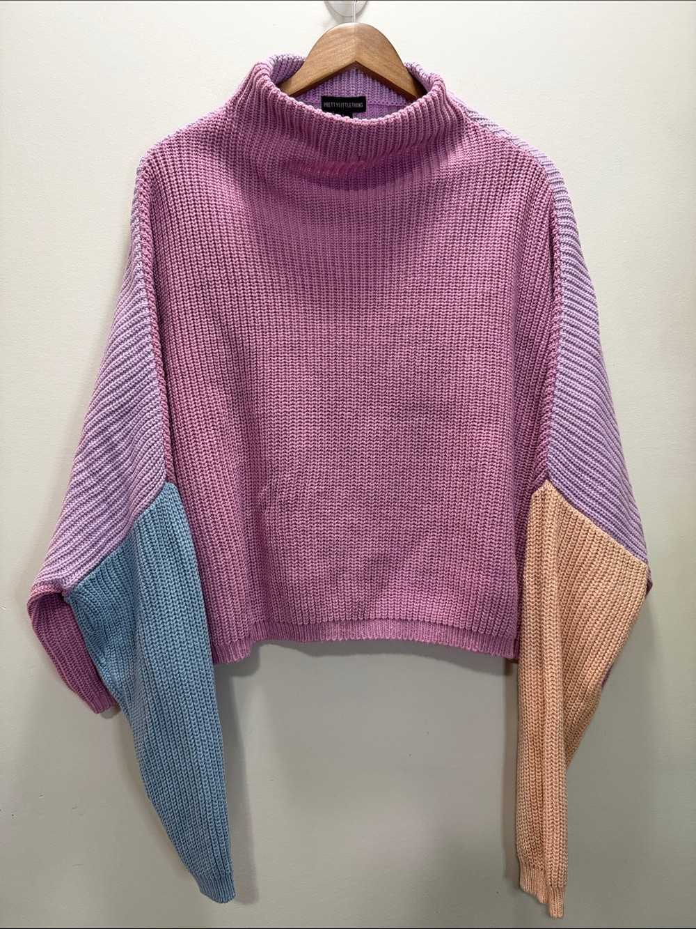 Pretty Little Thing Pastel Block Turtleneck Sweater - Size Large